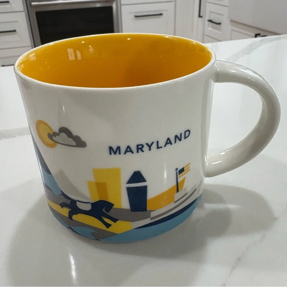 Starbucks You Are‎ Here Maryland Mug Yellow Interior 2015 Collector Cup